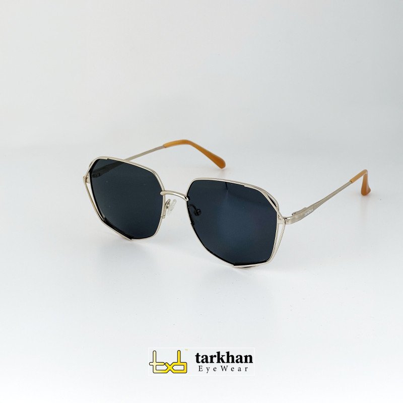 نظارة شمسية بإطار معدني سداسي وعدسات سوداء Hexagonal Metal Frame Sunglasses with Black Lenses