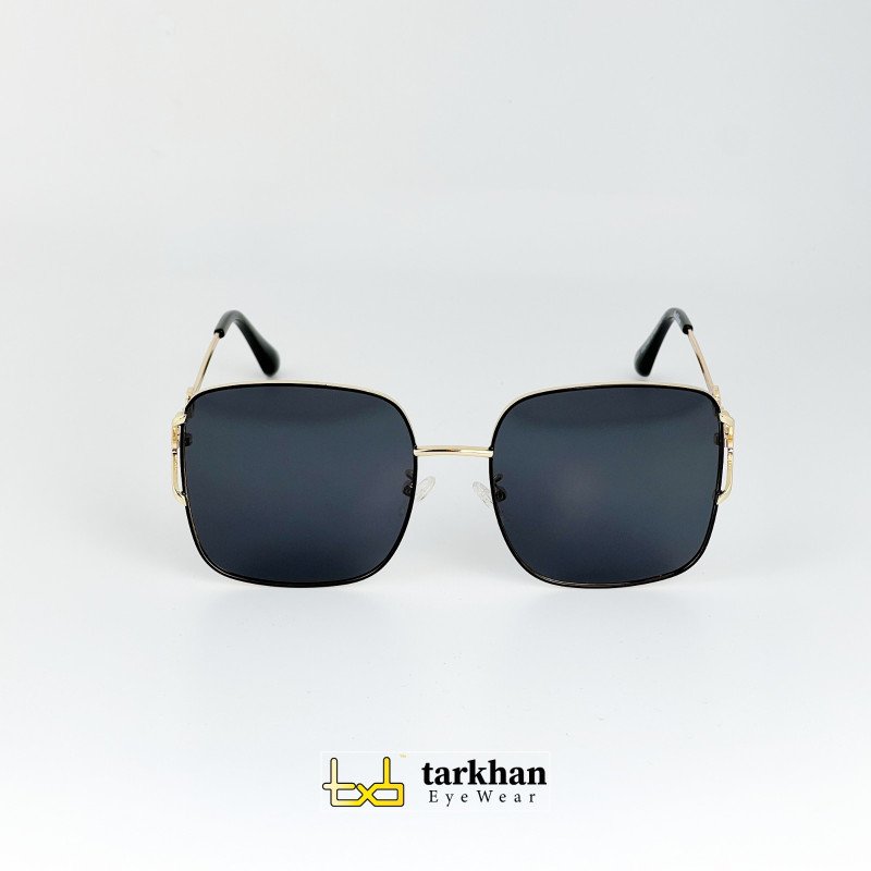 نظارة شمسية بإطار معدني ذهبي وعدسات مستطيلة Gold Frame Rectangular Sunglasses