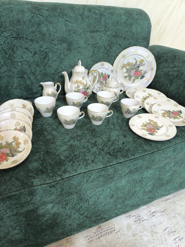 طقم شاي الطاووس انتيك قديم ليموج Antique Japanese Peacock Limoges Tea Set