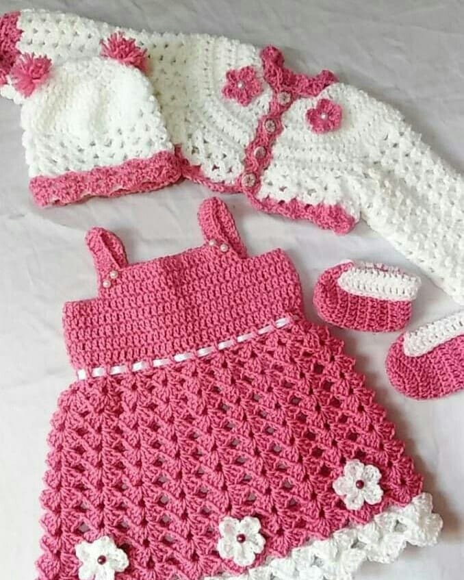 فستان كروشيه صيفي زهري Pink Summer Crochet Dress