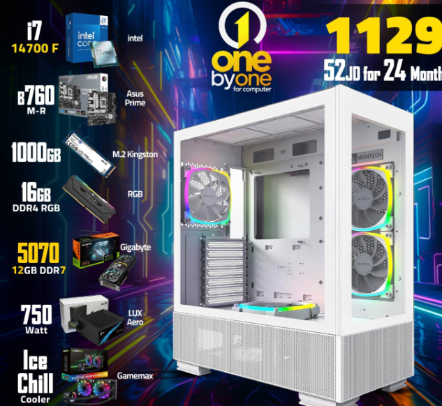 كمبيوتر مكتبي Intel Core i7 الجيل 14 مع كرت شاشة NVIDIA RTX 5070