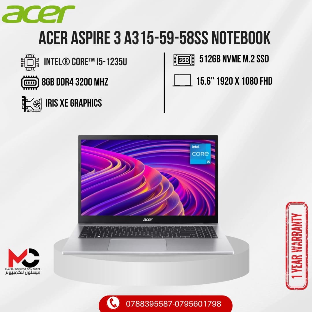 ACER ASPIRE 3 A3 15-59-58SS NOTEBOOK