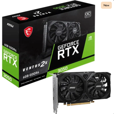 MSI GeForce RTX 3050 VENTUS 2X OC 6GB GDDR6 - Graphics Card (No Power Connectors)