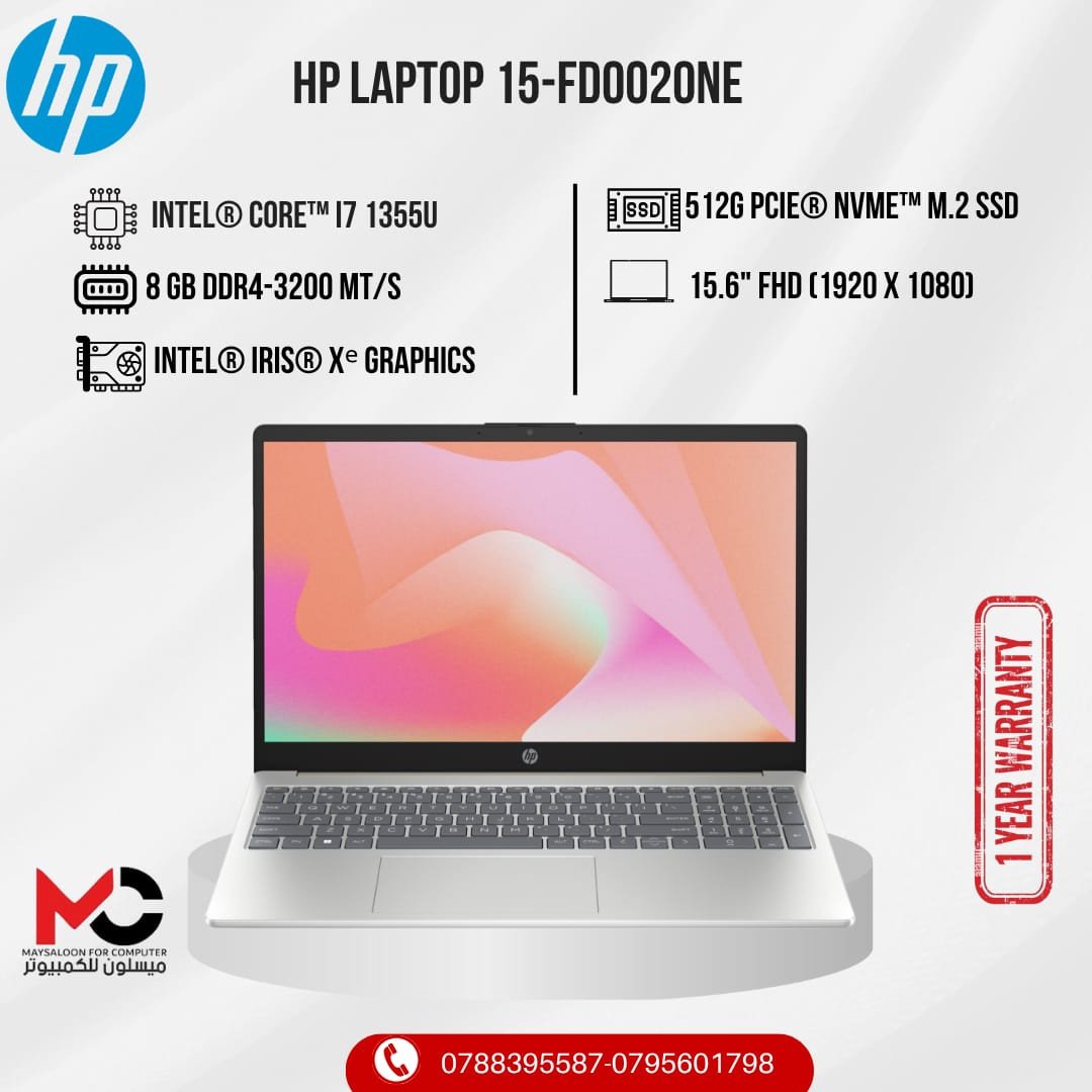 HP Intel Core i7 15-fd0020ne 8GB RAM 512GB SSD