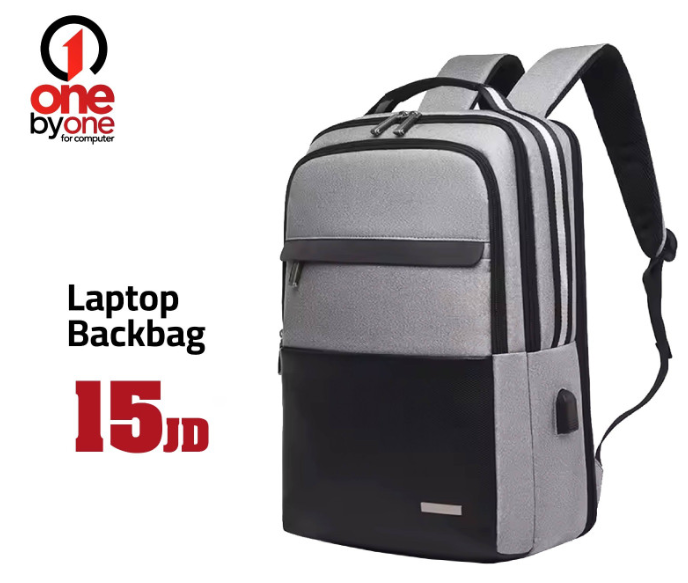 Laptop Backpack Bag | حقيبة ظهر لابتوب رمادية بمادة عالية الجودة